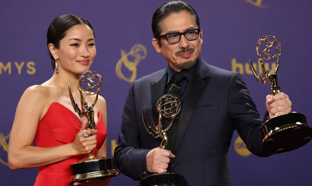 Anna Sawai, winner of the Outstanding Lead Actress in a Drama Series award, and Hiroyuki Sanada, Outstanding Lead Actor in a Drama Series for "Shogun." Reuters